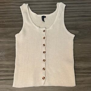 MOON & MADISON CREAM RIBBED TANK XL